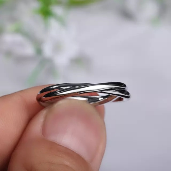 New Unisex 925 Silver Double Layer Men Women Ring - Picture 4 of 6